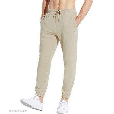 BALEAF Men's 27" Cotton Lounge Casual Pants Lightweight Joggers Sweatpants Workout Pocketed Pajamas 7/8 Length