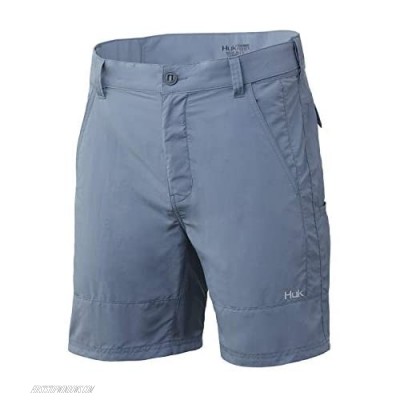 Huk Men's Standard Rogue 18" Quick-Drying Performance Fishing Shorts Silver Blue Large