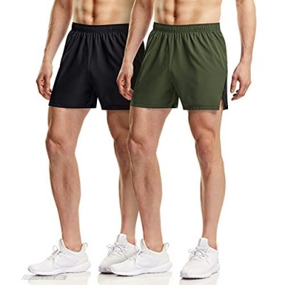 ATHLIO Men's Active Running Shorts Gym Training Exercise Workout Shorts Quick Dry Mesh Sports Athletic Shorts with Pockets