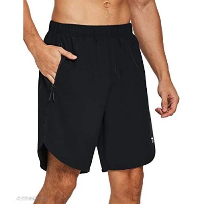 BALEAF Men's 8" Athletic Workout Running Shorts Quick Dry Zipper Pockets Gym Short Unlined UPF 50+