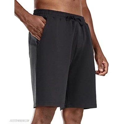 BALEAF Men's 9" Cotton Long Shorts Athletic Jersey Sweat Basketball Terry Lounge Pajama Shorts with Deep Pockets