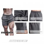 EVERWORTH Men's Solid Gym Workout Shorts Bodybuilding Running Fitted Training Jogging Short Pants with Zipper Pocket 3 Colors