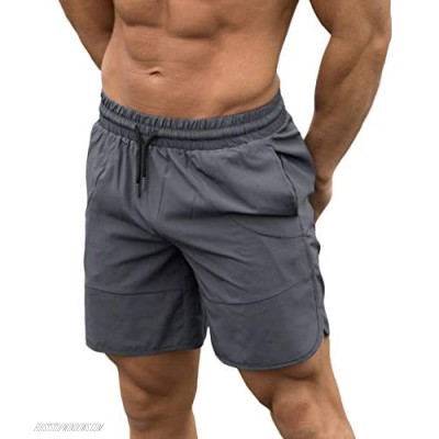 FLYFIREFLY Men's Gym Fitness Drying Workout Shorts Running Short Pants with Pockets