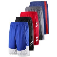 Liberty Imports Pack of 5 Men's Athletic Basketball Shorts Mesh Quick Dry Activewear with Pocket