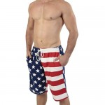 Licensed Mart Patriotic American USA Flag Lightweight Fleece Shorts