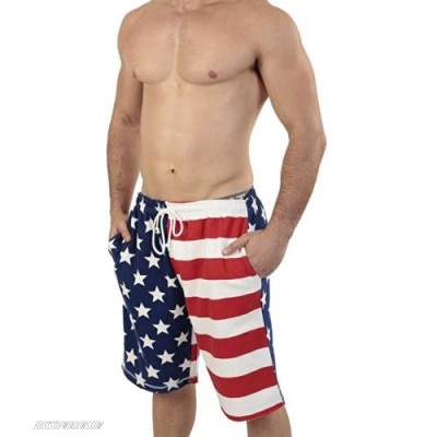 Licensed Mart Patriotic American USA Flag Lightweight Fleece Shorts