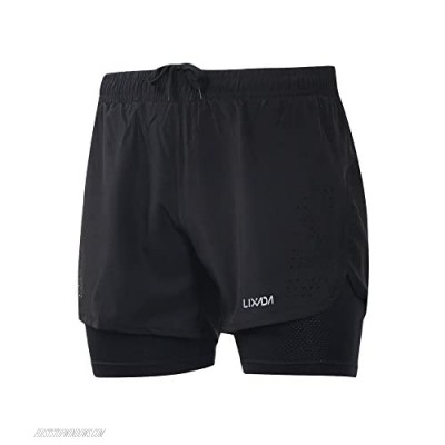 Lixada Men's 2-in-1 Running Shorts Quick Drying Breathable Active Training Exercise Jogging Cycling Shorts