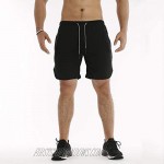 MECH-ENG Men's Workout Running 2 in 1 Shorts Training Gym 7 Short with Phone Pockets