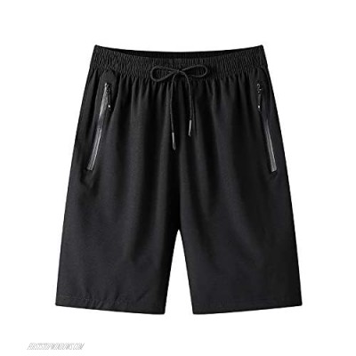Men's Gym Workout Shorts Quick Dry Lightweight Athletic Training Running Hiking Jogger with Zipper Pockets