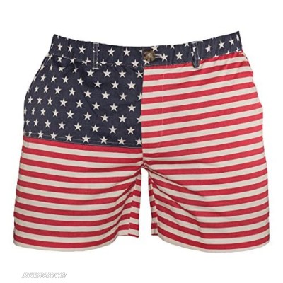 Meripex Apparel American Flag Men's USA Patriotic 5.5" Inseam Elastic-Waist 4th of July Shorts