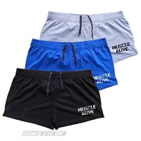 Muscle Alive Mens Bodybuilding Shorts 3" Inseam Cotton