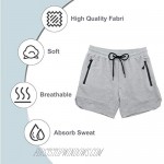 PIDOGYM Men's 5 Gym Workout Shorts Fitted Jogging Short Pants for Bodybuilding Running Training with Zipper Pockets