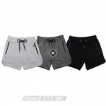 PIDOGYM Men's 5 Gym Workout Shorts Fitted Jogging Short Pants for Bodybuilding Running Training with Zipper Pockets