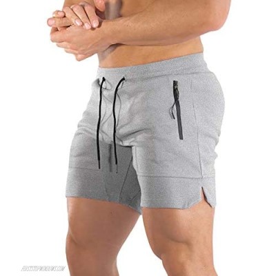 PIDOGYM Men's 5" Gym Workout Shorts Fitted Jogging Short Pants for Bodybuilding Running Training with Zipper Pockets