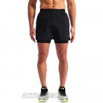 Pudolla Men’s 2 in 1 Running Shorts 5 Quick Dry Gym Athletic Workout Shorts for Men with Phone Pockets