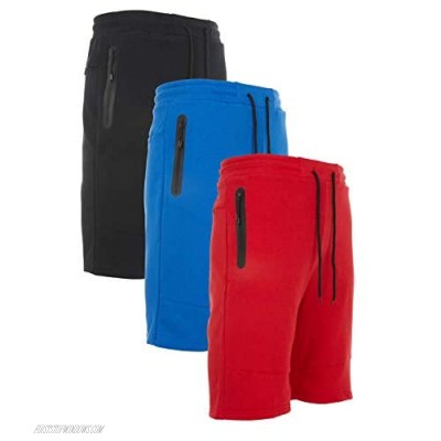 PURE CHAMP Training Shorts – Gym Shorts for Men with Zipper Pockets – 3 Pairs