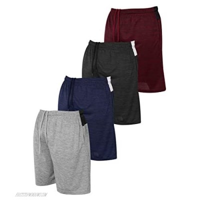 Reset Men's Athletic Shorts with Pockets Dri-Fit Color Block Mesh Gym Shorts - 4 Pack