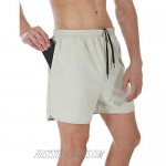 SILKWORLD Men's Running Stretch Quick Dry Shorts with Zipper Pockets(Pack of 2 3)