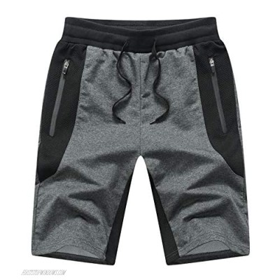 Tansozer Mens Athletic Shorts with Zip Pockets