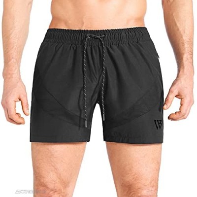 ZENWILL Mens 5" Zip Gym Lightweight Workout Bodybuilding Shorts V-Mesh Athletic Running Shorts with Pockets