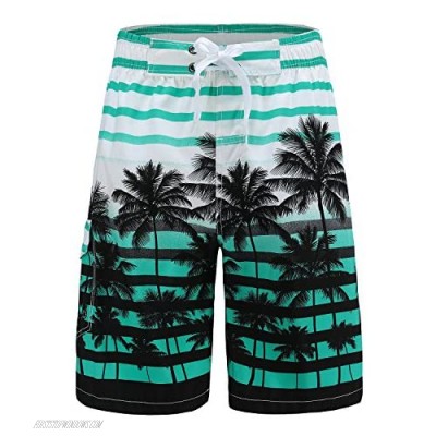 ALiberSoul Men's Coconut Tree Print Tropical Design Boardshorts (US XXXL Aqua)