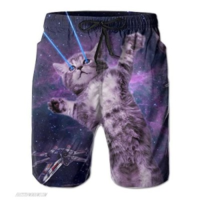 Bomini Men's Space Taco Laser Cat Quick Dry Summer Wimm Surf Trunk Athletic Beach Board Shorts