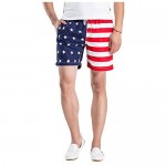 OCHENTA Men's Quick Dry American Flag Trunk Shorts Drawstring Swimming Boardshort