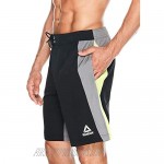 Reebok Men's Swimwear 9 E-Board Ree Splice UPF 50+ Athletic Swim Shorts Bathing Suit Trunks