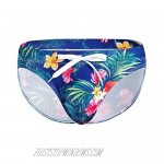 MIZOK Men's Sexy Low Rise Flowers Print Quick Dry Swim Briefs Bikini Swimsuit Swimwear