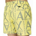 AX Armani Exchange Men's Squared Logo Print Drawstring Swim Trunk