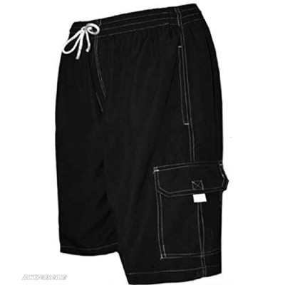 Coastal Revolution Men's Black Swim Trunk with Pockets X-Large Swim Shorts 