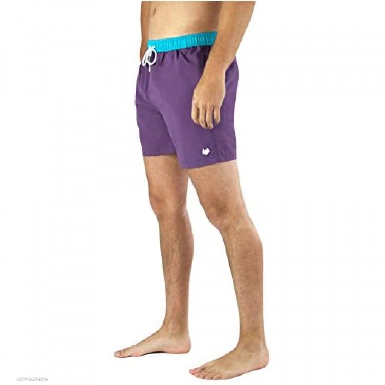 Men's Swim Trunks - Quick Dry with Pockets - Retro - Swimming Trunks - Swim Shorts - Purple (Small)