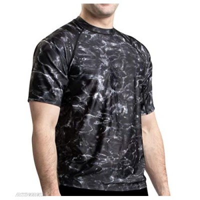 Aqua Design Rash Guard Men: UPF 50+ Short Sleeve Rashguard Swim Shirts for Men