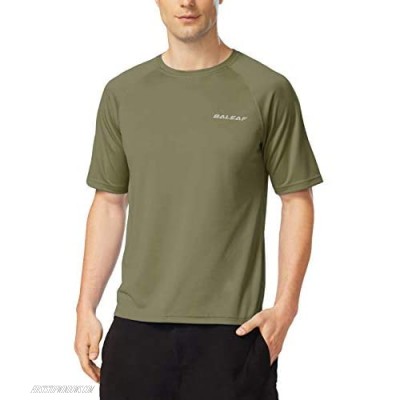 BALEAF Men's Short Sleeve Solid Sun Protection Quick-Dry Rashguard Swim Shirt UPF 50+