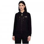 AX Armani Exchange Women's Lime Detail Zip-up Sweatshirt with Logo Taping