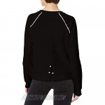 AX Armani Exchange Women's Upside Down Logo Pullover Sweatshirt with Snap Back Detail and Shine Taping