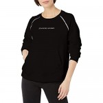AX Armani Exchange Women's Upside Down Logo Pullover Sweatshirt with Snap Back Detail and Shine Taping
