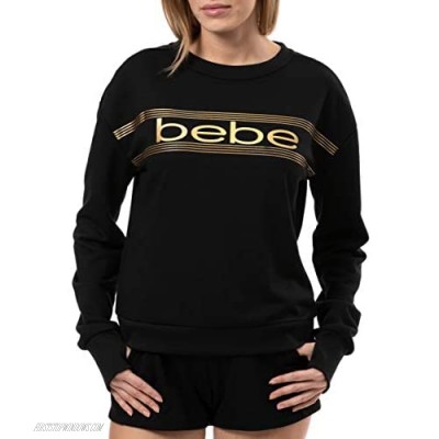 Bebe Sport Women's Holographic French Terry Crew Neck Sweatshirt