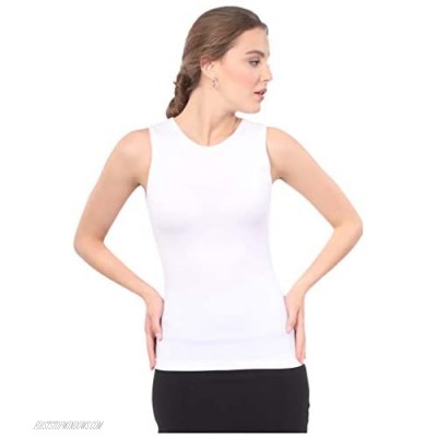 Kosher Casual Women's Modest Sleeveless Undershirt - Full Shoulder High Neck Layering Shell