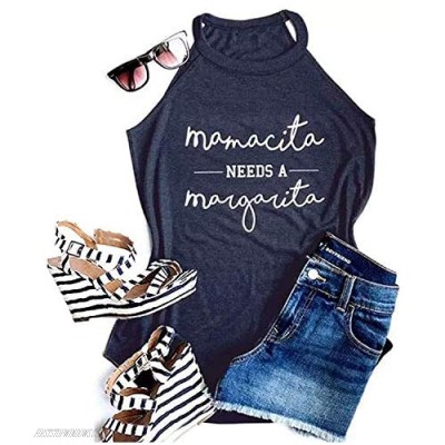 Mamacita Needs a Margarita Women Funny Shirts Workout Tops Graphic Beach Holiday Outfit Tees