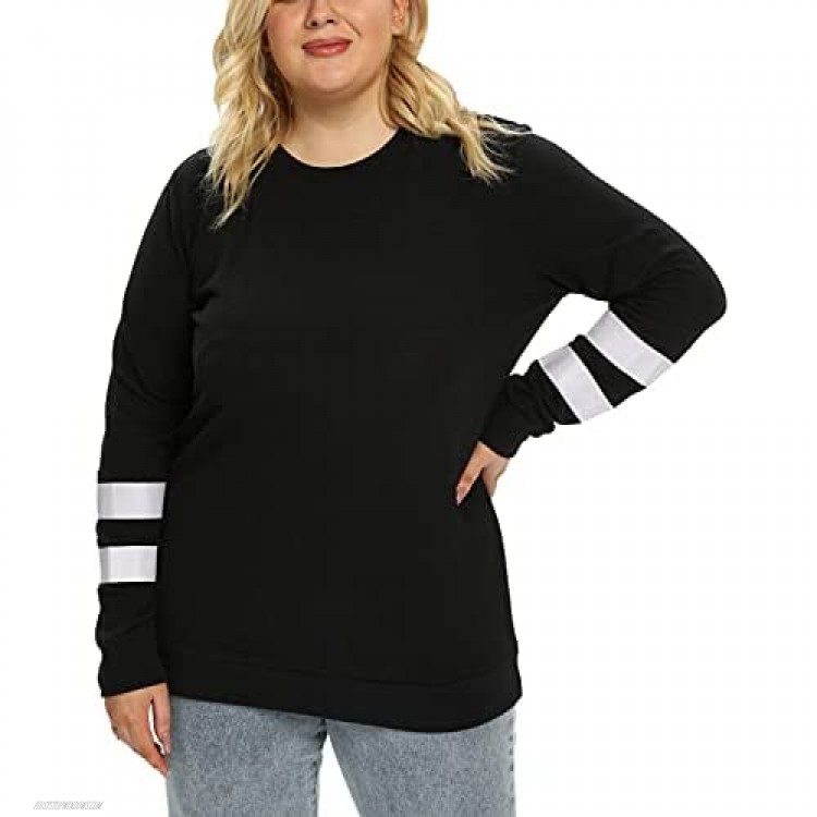Plus Size Sweatshirts for Women Crewneck Oversized Tunic Tops Long Sleeve Shirts for Leggings (1X-4X)
