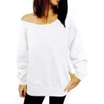 RJXDLT Women's Off Shoulder Casual Sweatshirt Pullover Long Sleeve Slouchy Shirt Top Blouse