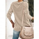 SENSERISE Womens Casual Crewneck Sweatshirt Short/Long Sleeve Solid Color Shirt Soft Lightweight Loose Tops