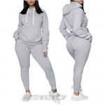 Women's Casual Two Piece Outfits - Long Sleeve Pullover Hoodie Casual Velet Warm Workout Suits