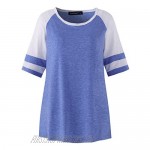 YOTGAP Women's Baseball Tees Shirts Long Sleeve Color Block Loose Tunics Blouses Tops