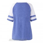 YOTGAP Women's Baseball Tees Shirts Long Sleeve Color Block Loose Tunics Blouses Tops