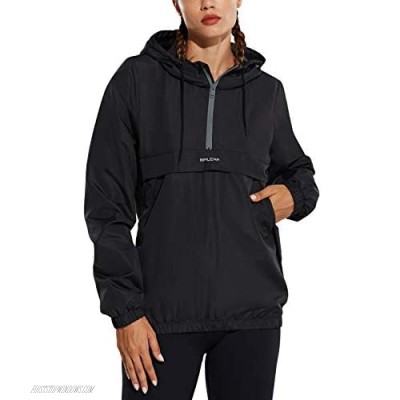 BALEAF Women's 1/2 Half Zip Lightweight Casual Hoodie Windbreaker Waterproof Pollover Hooded Pockets