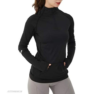 Cityoung Women's Yoga Long Sleeves Half Zip Sweatshirt Girl Athletic Workout Running Jacket