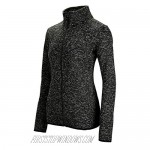 Dolcevida Women's Long Sleeve Sweater Fleece Zip Up Speckled Jacket with Pockets