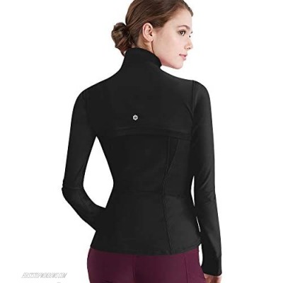 Lock and Love Women's Full Zip-up Yoga Workout Running Track Jacket with Thumb Holes